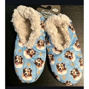 Comfies Australian Shepherd Dog Slippers One Size Fits‎ Most Sherpa Lined New
